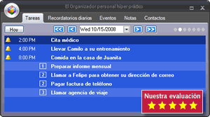 Copia de pantalla del Organizador Personal hiper Práctico